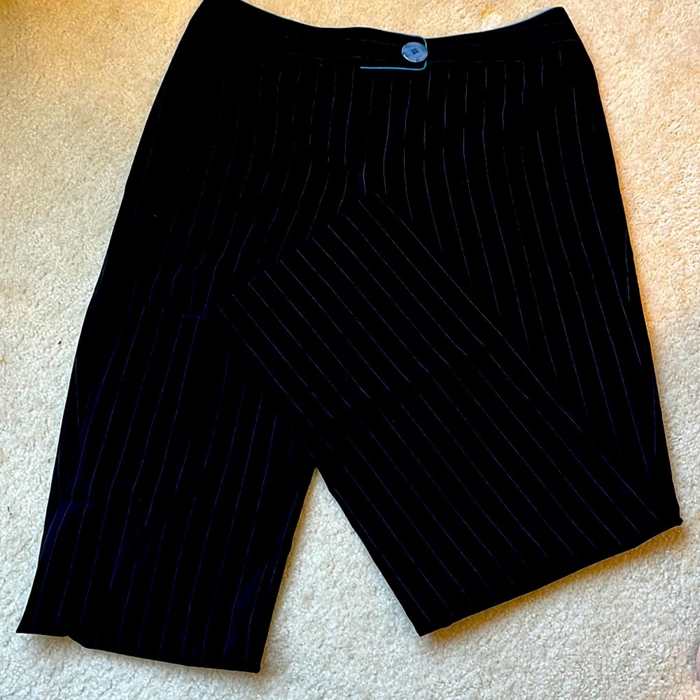 Dressbarn Black slacks with Blue Pinstripes